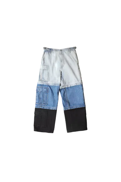 Vetements Deconstructed Triple Cargo Trousers Blue In Light Blu/mid Blu/bl