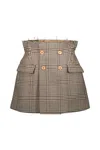 Vetements Deconstructured Tailored Mini Skirt In Beige Houndstooth Check
