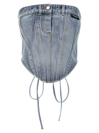 Vetements Button-up Denim Corset Top In Light Blue