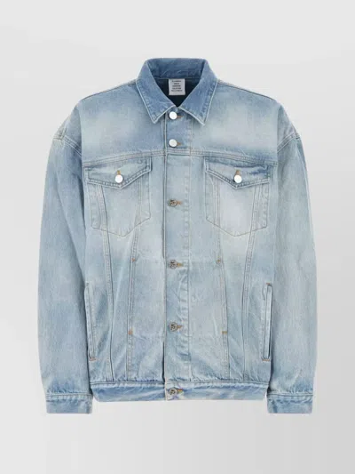 Vetements Denim Jacket With Chest And Side Pockets In Blue