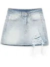 Vetements Distressed Denim Mini Skirt In 蓝色