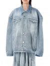 Vetements Logo Embossed Denim Jacket In Blue