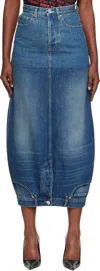 Vetements Upside-down Denim Midi Skirt In Blue