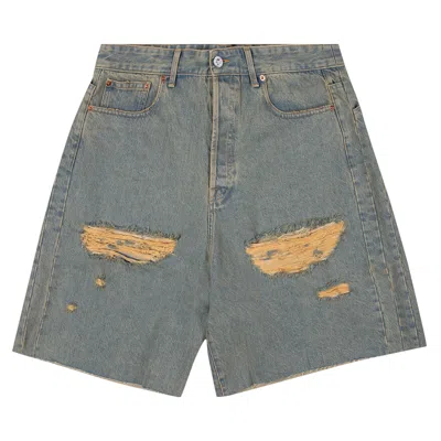 Pre-owned Vetements Destroyed Baggy Shorts 'blue/sand' | Men's Size 36