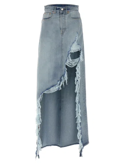 VETEMENTS 'DESTROYED DENIM MAXI SKIRT' SKIRT