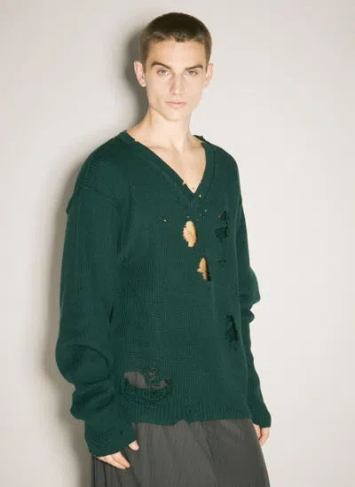 Vetements Destroyed Sweater In Green