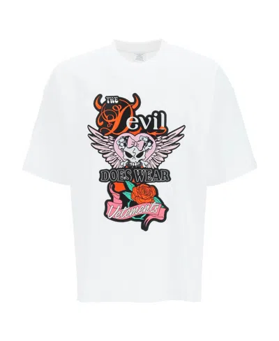 Vetements Devil Slogan T-shirt In White