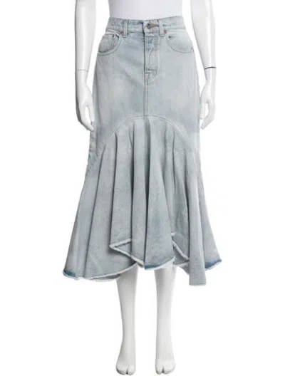 Pre-owned Vetements Distressed Accents Midi Length Skirt In Blue