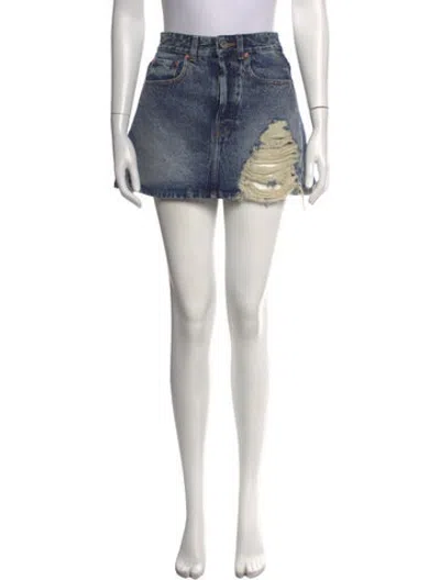 Pre-owned Vetements Distressed Accents Mini Skirt In Blue