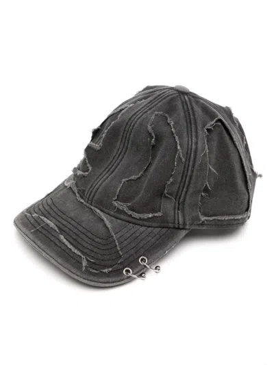 Vetements Distressed Denim Cap In Black