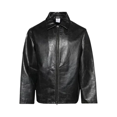 Pre-owned Vetements Distressed Leather Zip-up Jacket 'black' | Men's Size M
