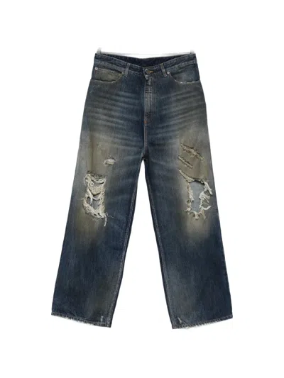 Vetements Distressed Ripped Jeans In Blue