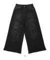 Vetements Distressed Wide Leg Jeans In Black