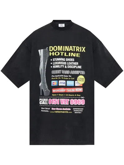 Vetements Dominatrix Hotline Oversized T-shirt In Black