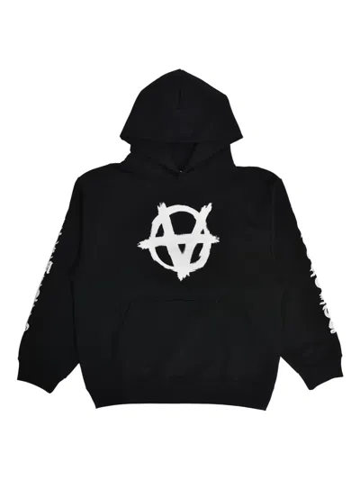 Vetements Kids' Double Anarchy Hoodie In Black