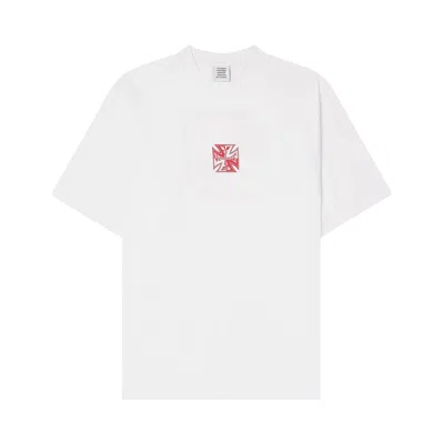 Pre-owned Vetements Double Biker Short-sleeve Logo T-shirt 'white' | Men's Size M