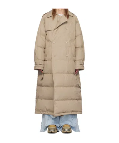 Vetements Double-breasted Quilted Down Jacket In Nude