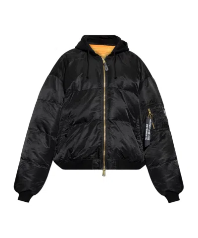Vetements Black Quilted Hooded Reversible Bomber Jacket