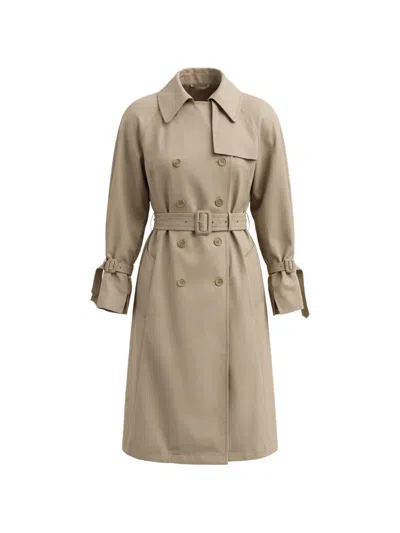Vetements Double-breasted Belted Trench Coat In Neutral