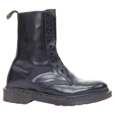 Pre-owned Vetements Dr Martens 2017 Border Line 1490 Black Leather Laceless Combat Boots