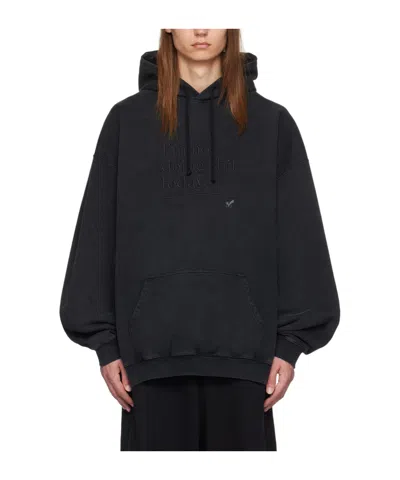 Vetements Drawstring Hood Hoodie In Black