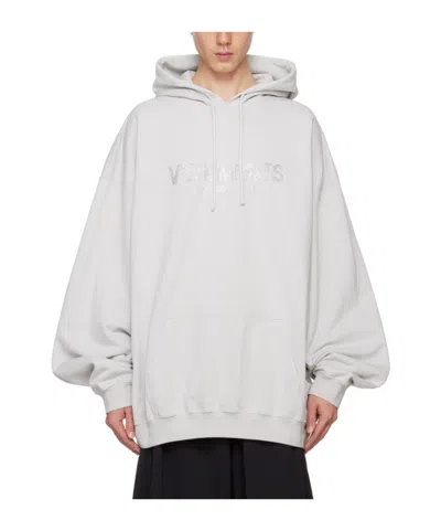 Vetements Drawstring Hood Hoodie In White