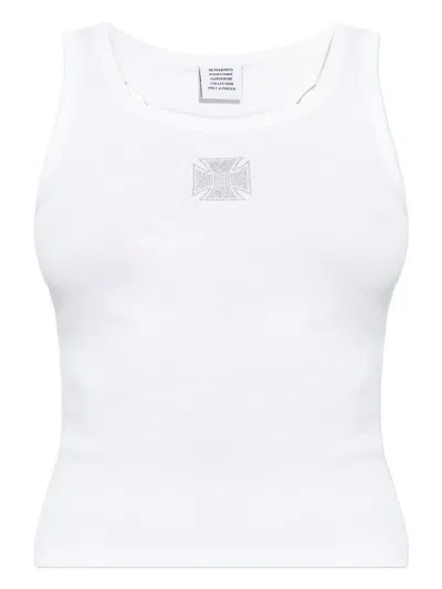 Vetements Embellished Tank Top In White