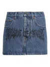 Vetements Embroidered Denim Mini Skirt In Blue