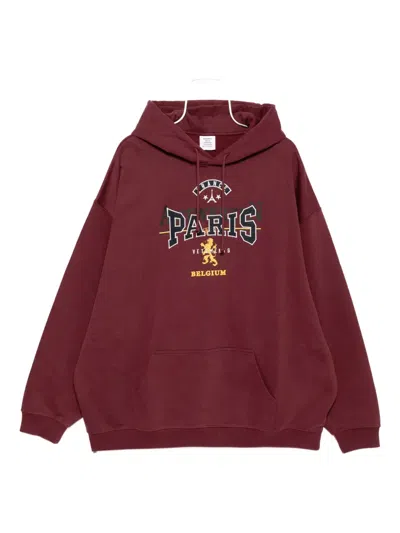 Vetements Embroidered Hoddie In Burgundy
