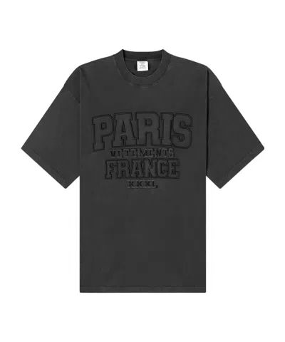 Vetements Embroidered-logo Cotton T-shirt In Black