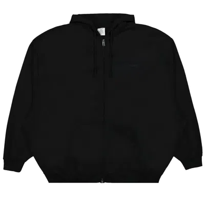 Pre-owned Vetements Embroidered Logo Oversized Zip-up Hoodie 'black' | Men's Size M