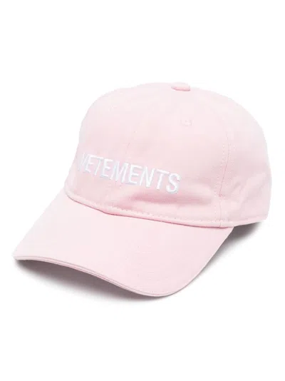 VETEMENTS EMBROIDERED LOGO PINK BASEBALL CAP BY VETEMENTS FOR WOMEN