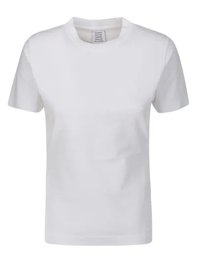 Vetements Embroidered Tonal Logo Fitted T-shirt In White
