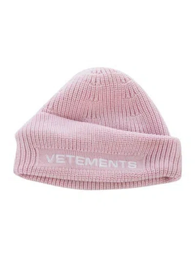 Pre-owned Vetements Embroidered Wool Beanie In Pink