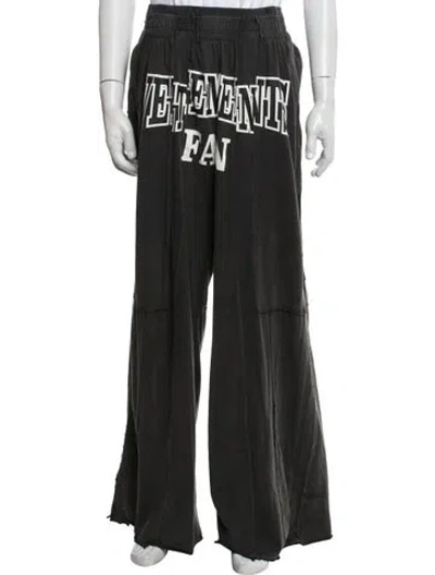Pre-owned Vetements Fan Graphic Print Lounge Bottoms In Black