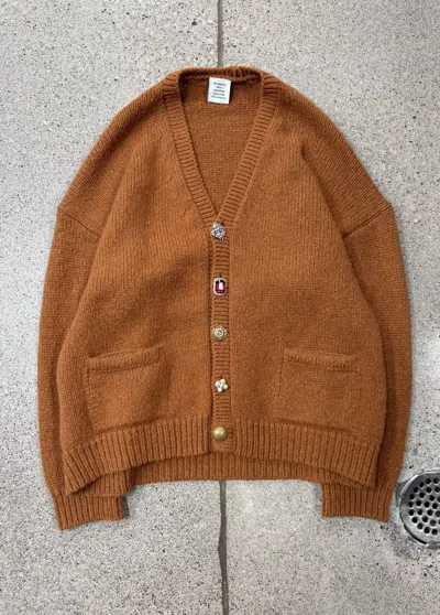 Pre-owned Vetements ‘fancy Button' Oversized Wool Cardigan In Brown