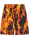 Vetements Multicolor Black & Orange Fire Bermuda Shorts In Black