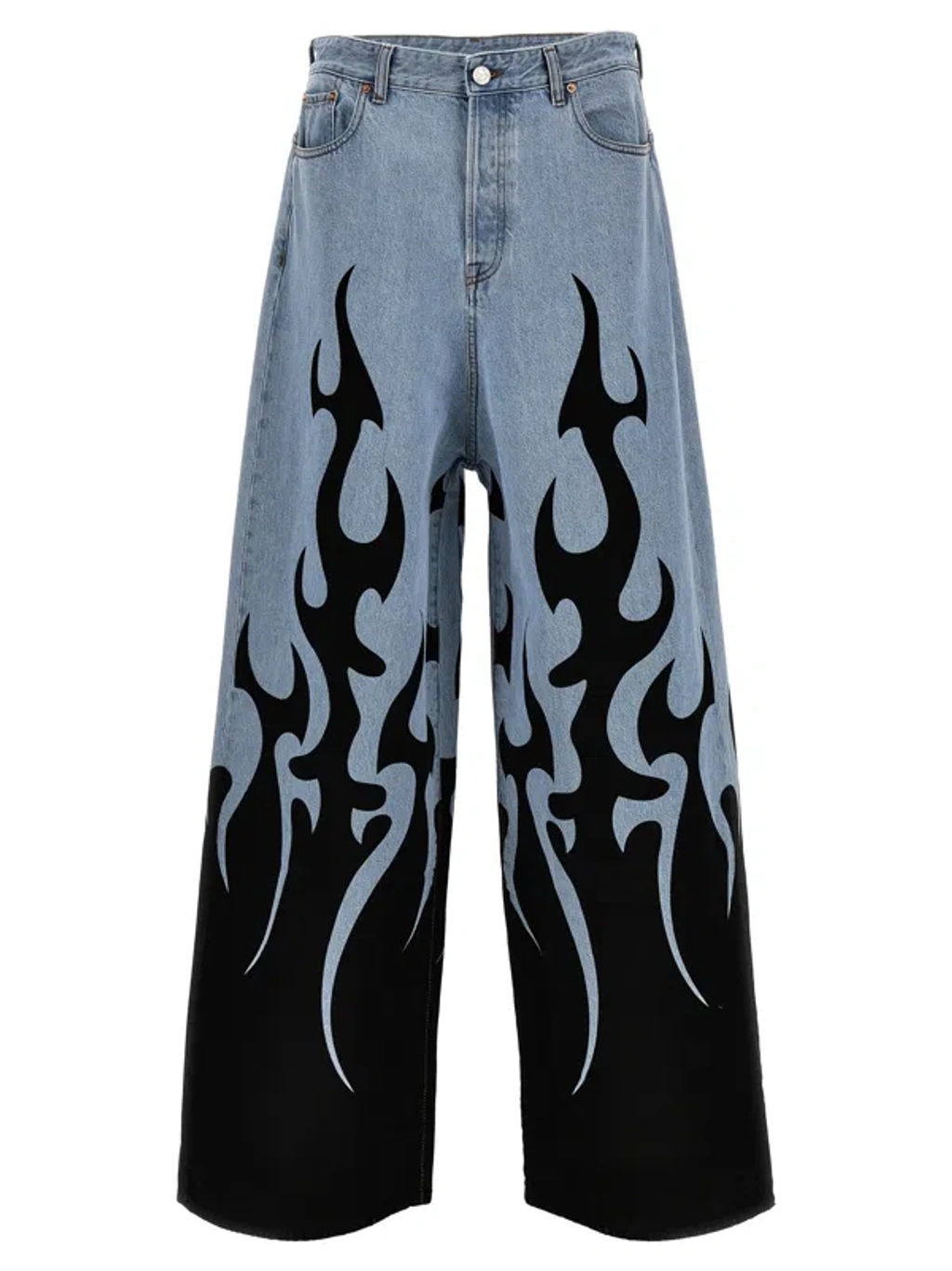 VETEMENTS ブルー＆ブラック Big Shape ジーンズ vetements-fire-big-shape-jeans