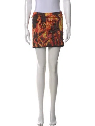 Pre-owned Vetements Fire Print Mini Skirt In Orange