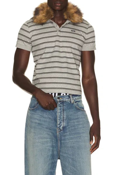 Vetements Fitted Polo With Detachable Fur Collar In Animal Print