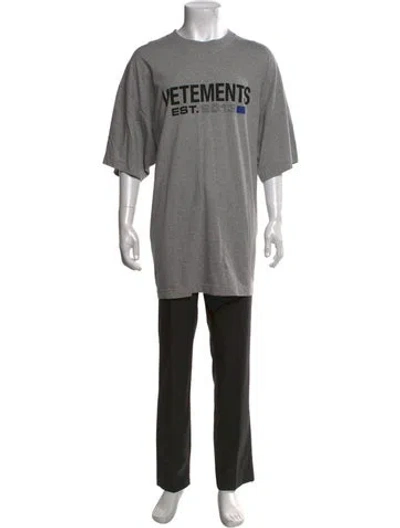 Pre-owned Vetements 'flag Logo' Graphic Print T-shirt In Grey