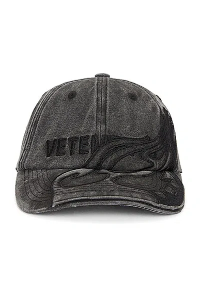 Vetements Flame Logo Cap In Washed Black