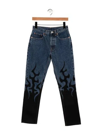 Pre-owned Vetements Flame Straight Leg Jeans In Blue