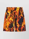 Vetements 'flames' All-over Print Shorts With Back Pocket
