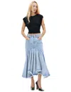 Vetements Flared Denim Midi Skirt In Blue