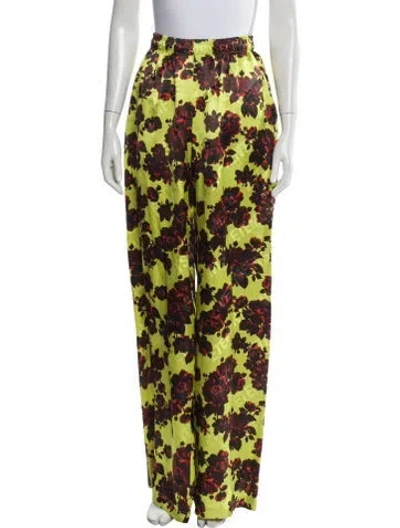 Pre-owned Vetements Floral Print Wide Leg Pants In Green