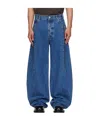 Vetements Mens Blue Cut Reconstructed Wide-leg Denim Jeans In Blue