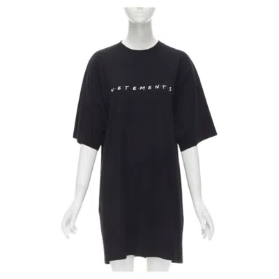 Pre-owned Vetements Friends Logo Embroidered Limited Edition Black Cotton Long Tshirt Xs
