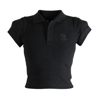 Pre-owned Vetements Front Sleeve Fitted Polo Shirt 'black' | Women's Size M
