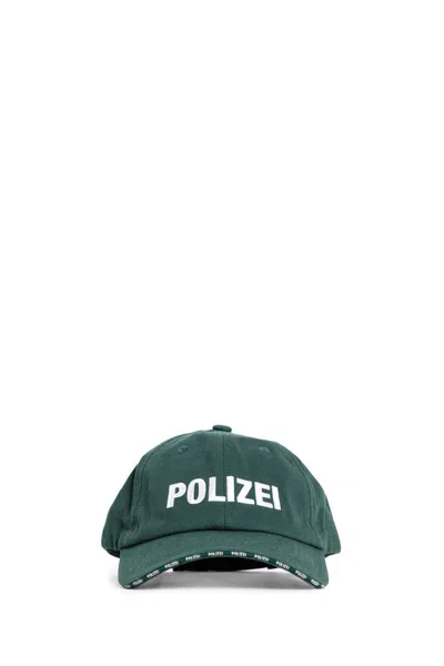 Vetements Front Visor Hats In Green